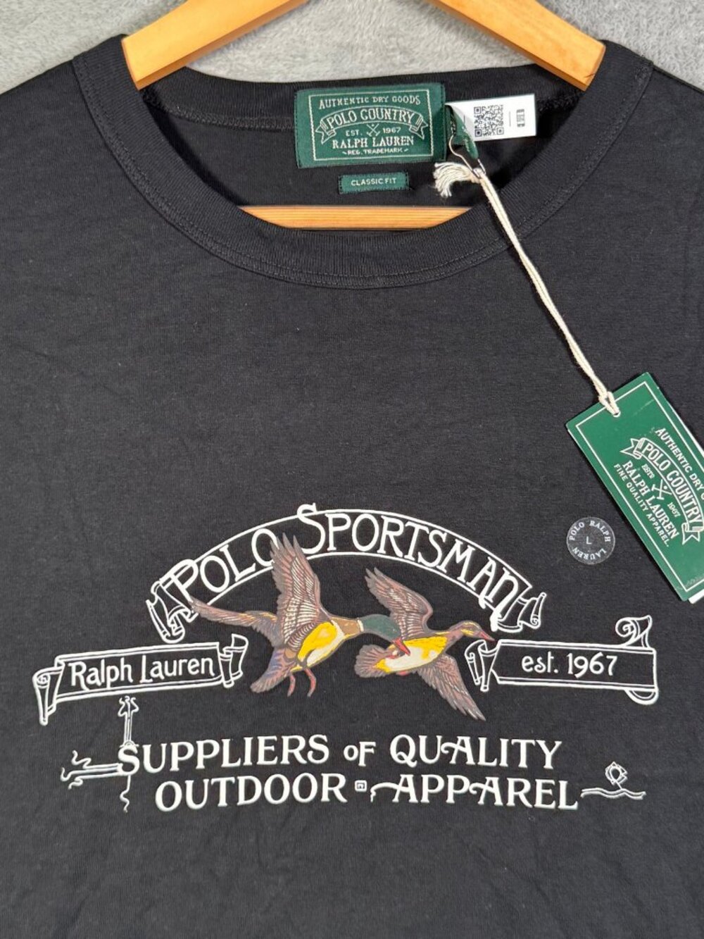 Ralph Lauren Polo Country T Shirt Mens L Black Sportsman Ducks Mallard $65